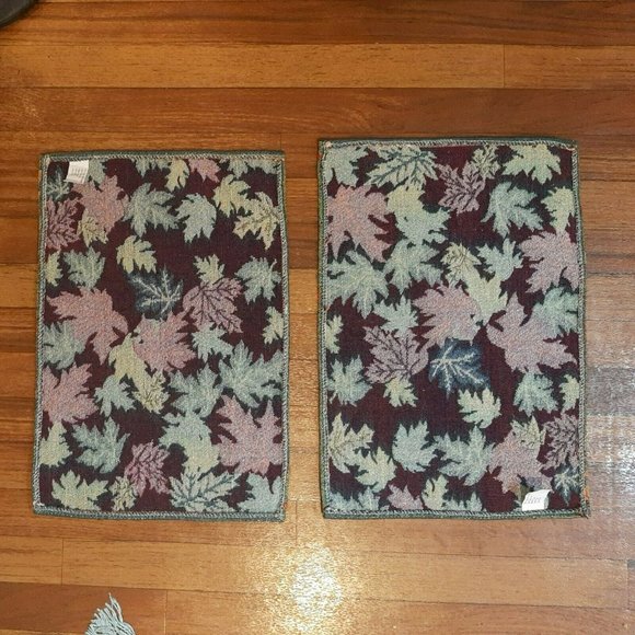 Set of 2 Fall Leaf Glittery Placemats Colorful Rectangle Tapestry - Picture 6 of 7